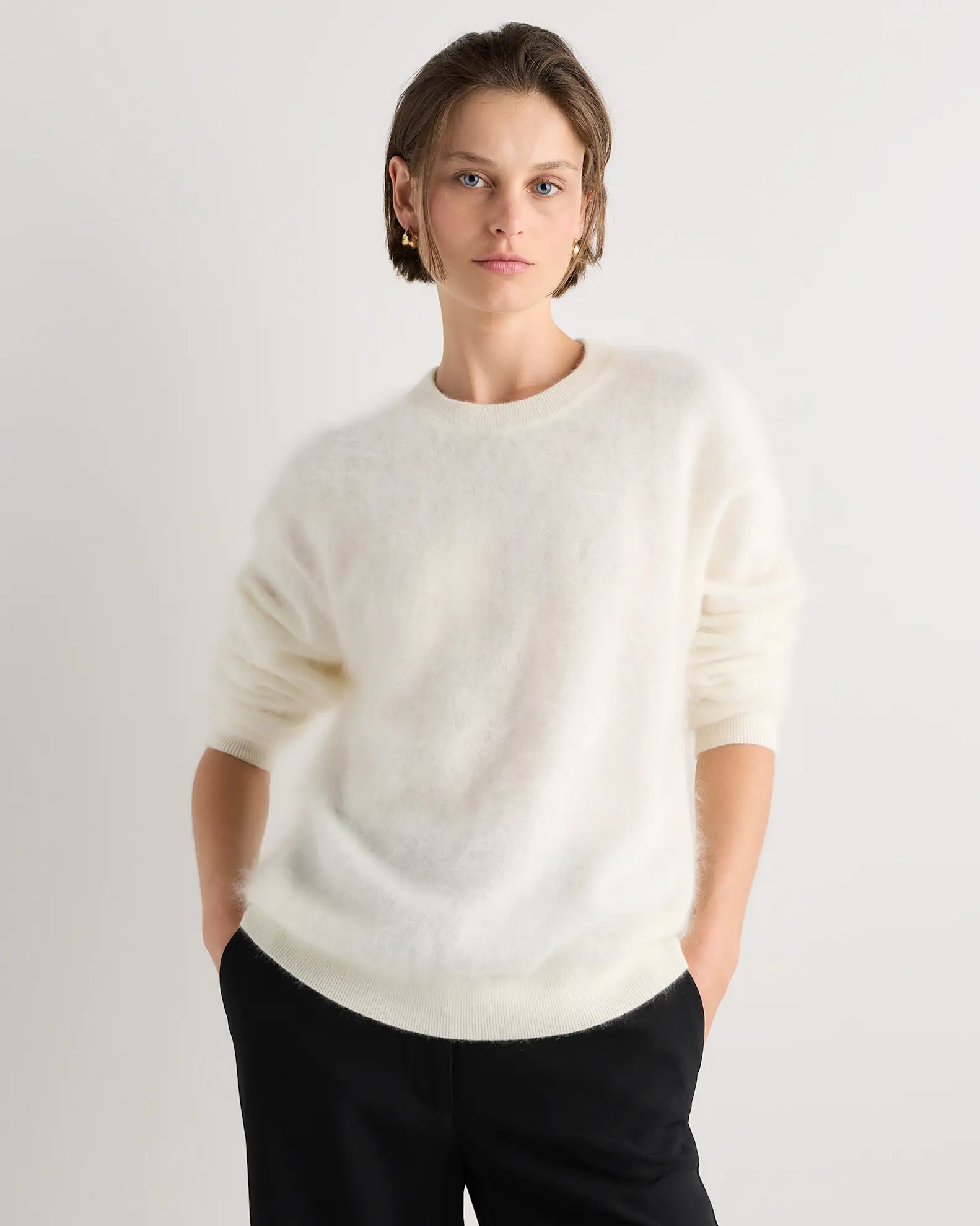 Brushed Cashmere Relaxed Crewneck Sweater