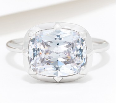 Diamonique Classics East West Cushion Cut Ring, Sterling