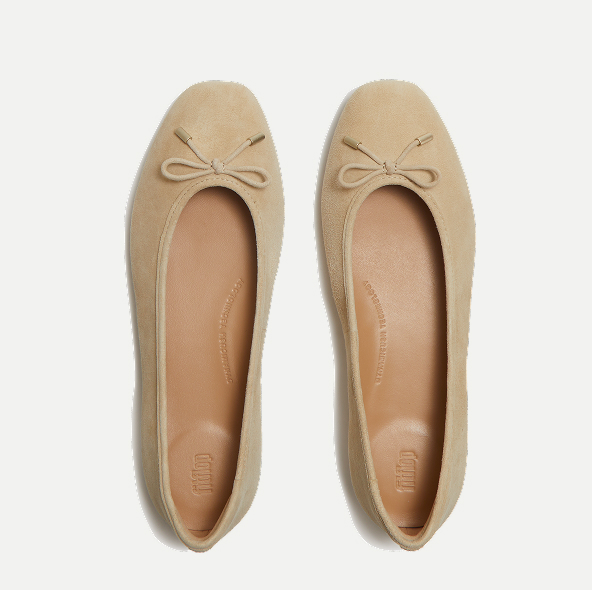 DELICATO Bow Suede Ballerinas Cappucchino