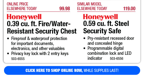 Your Choice - Security Chest or Safe - Free Shipping To Store!