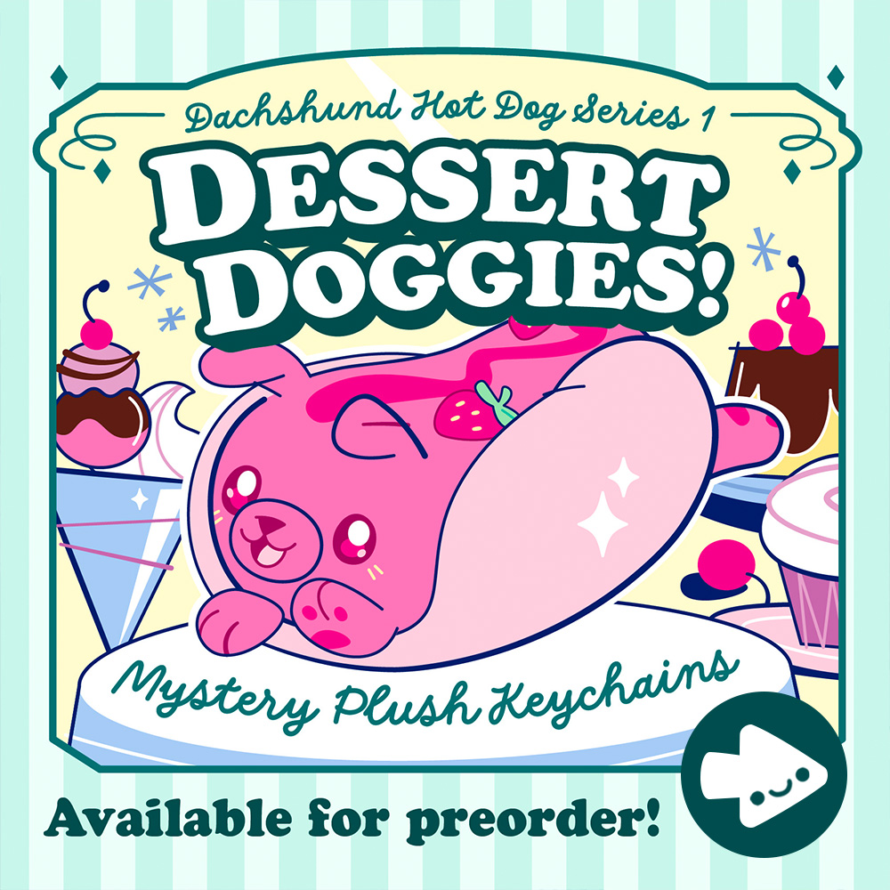Preorder - Dachshund Hot Dog Blind Box, Series 1: Dessert Doggies