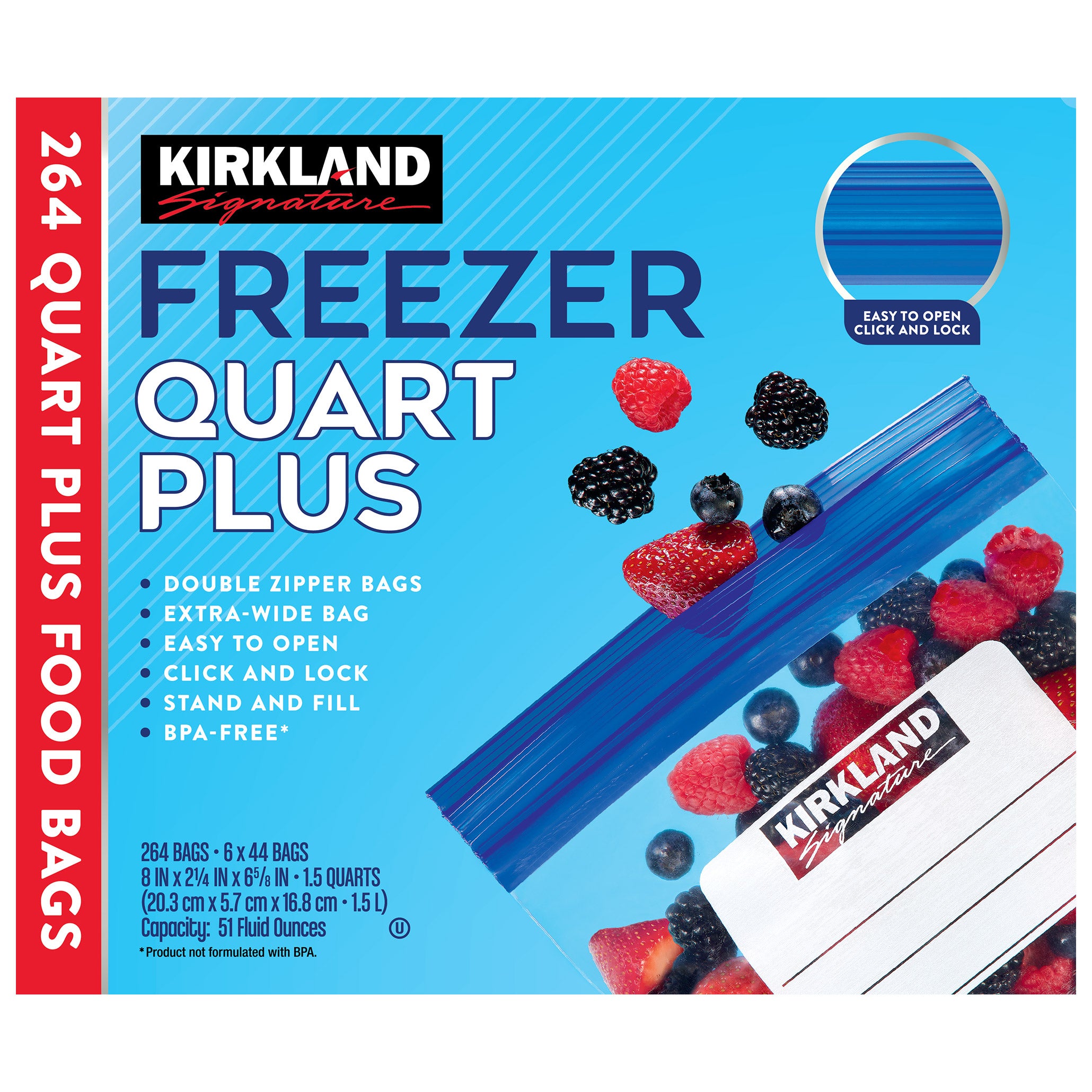 Kirkland Signature Freezer Quart Food Storage Bag