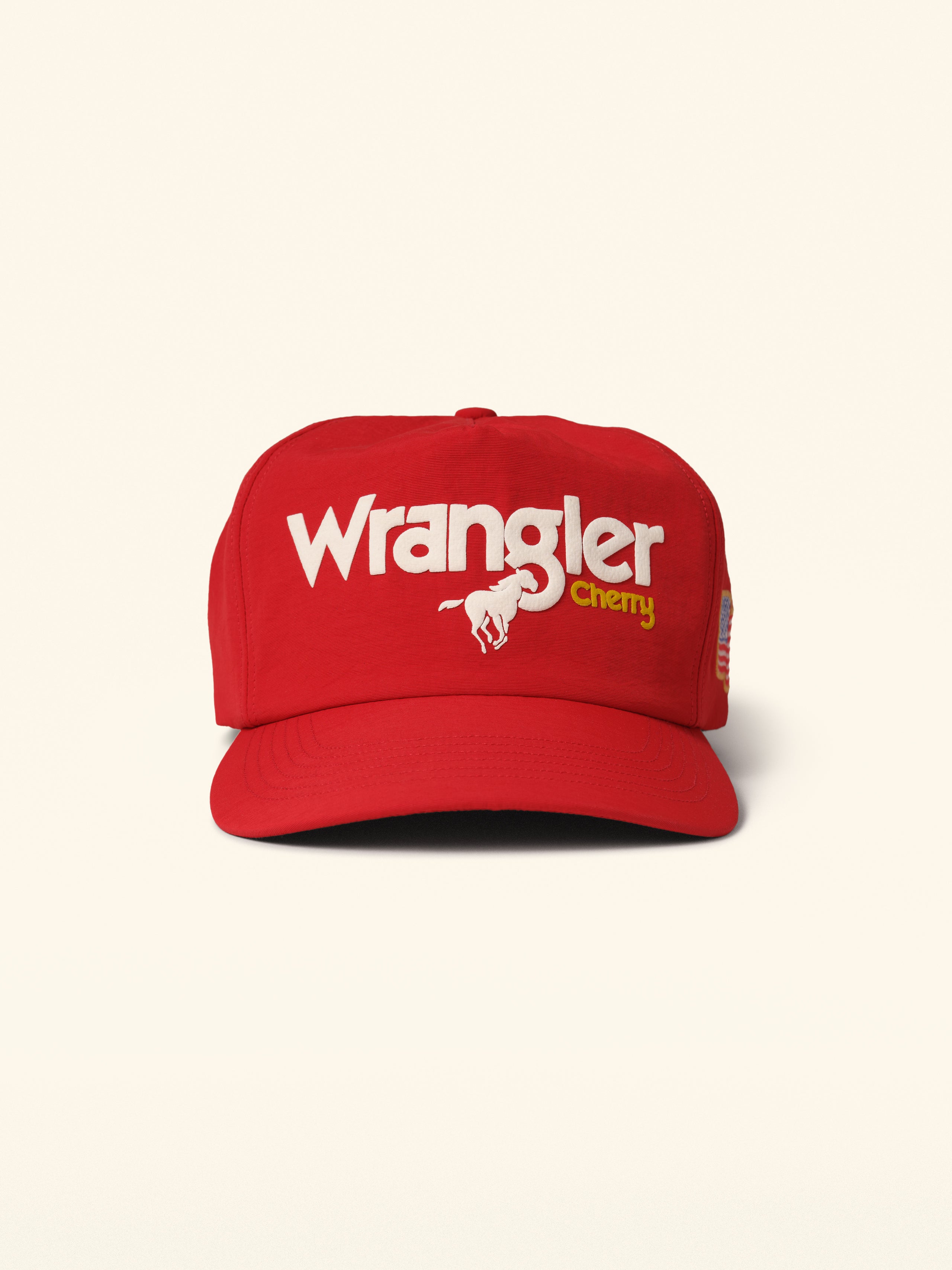 Image of Cherry x Wrangler Nylon 5 Panel Hat (Red)