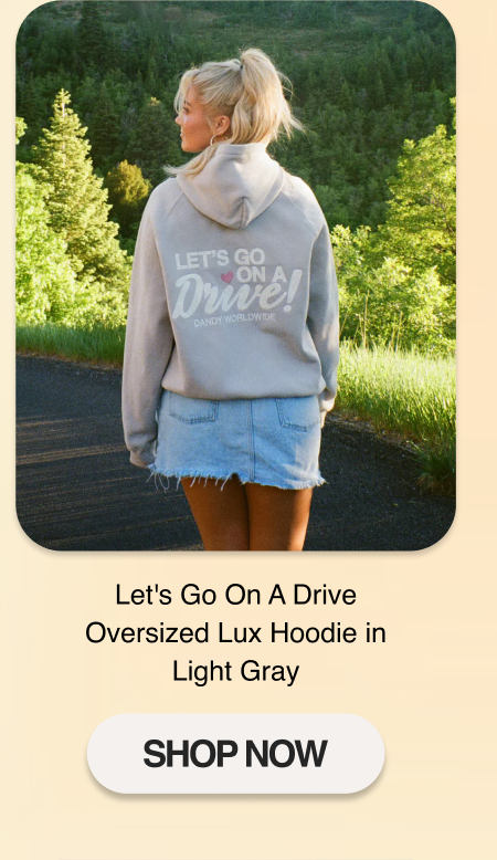 Let's Go On A Drive Oversized Lux Hoodie in Light Gray