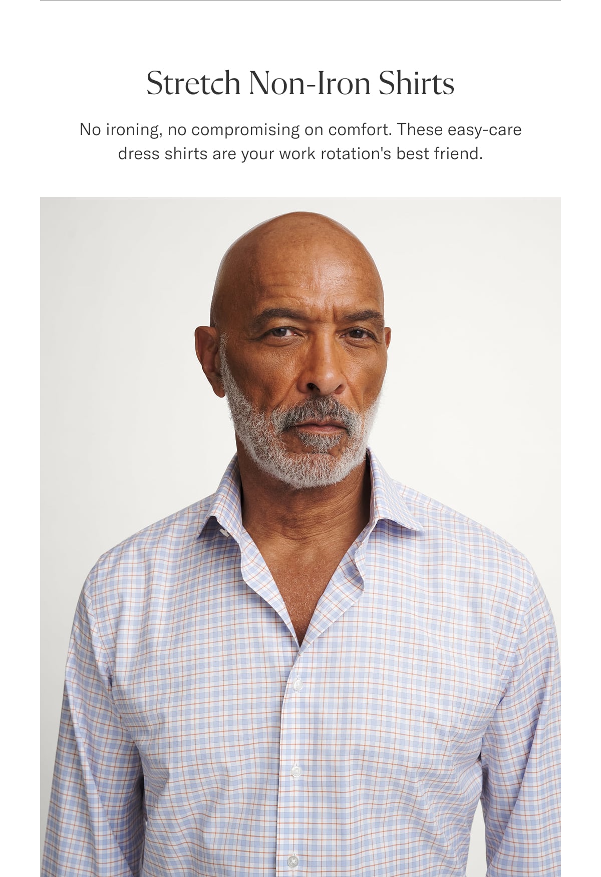 Stretch Non-Iron Shirts | No ironing, no compromising on comfort. These easy-care dress shirts are your work rotation's best friend.