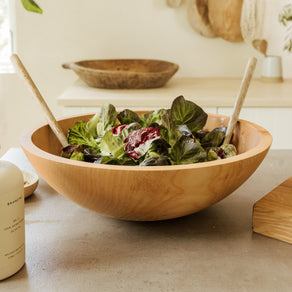 Handcrafted Wood Salad Bowls - Natural