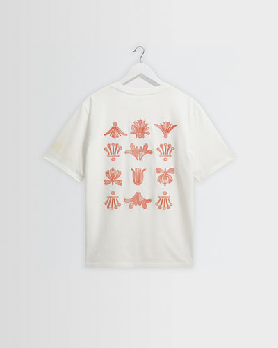 Dean - Ecru And Rust Grid Embroidered T-Shirt