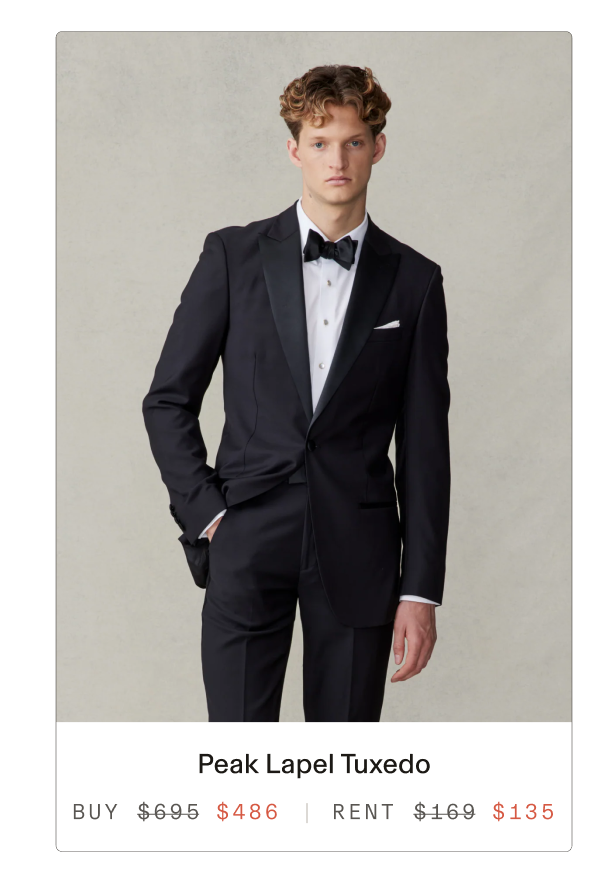 Peak Lapel Tuxedo - Buy $486 | Rent $135