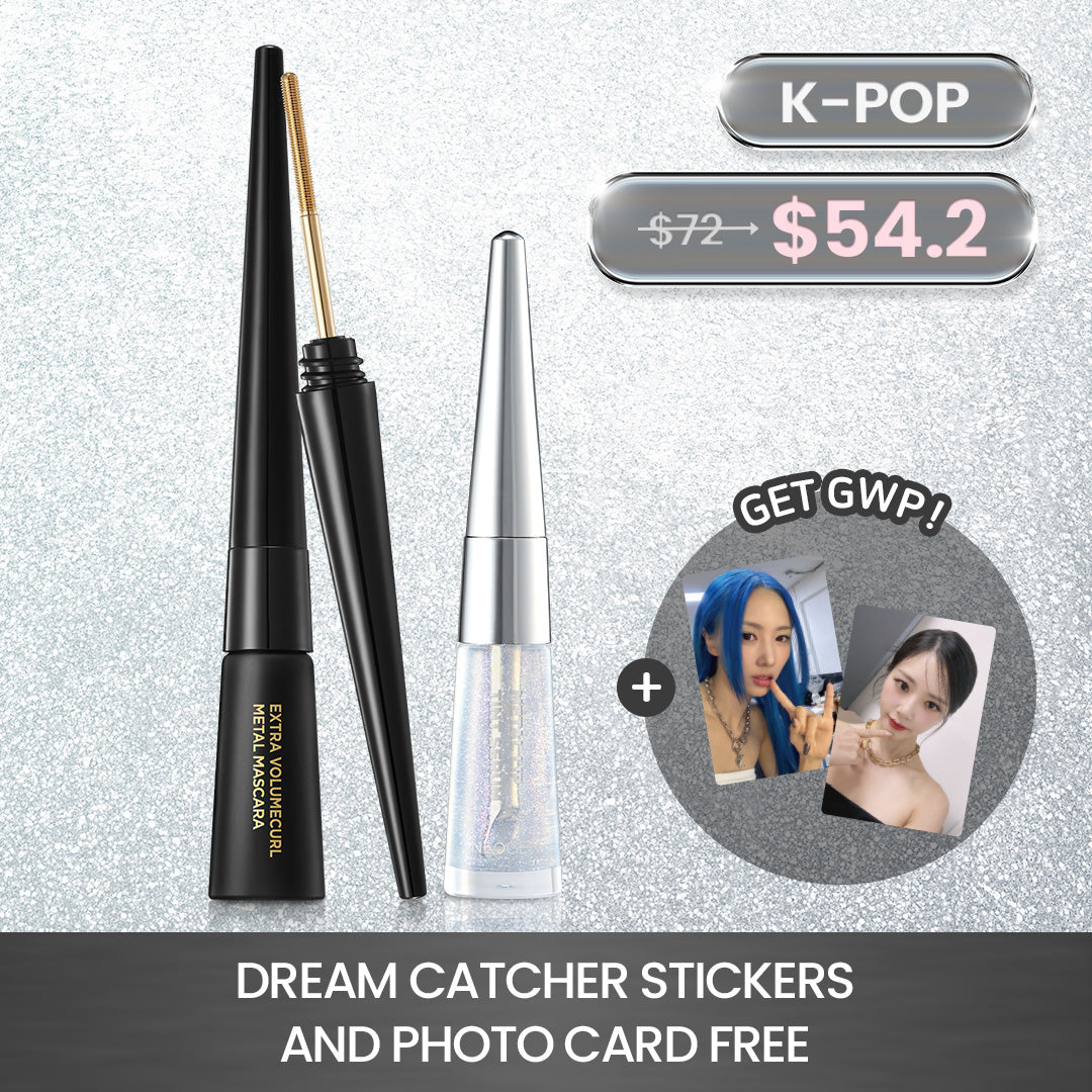 Metal Glow Lip (Milky Way + Metal Mascara (Black) + FREE KPOP Dreamcatcher Stickers and Postcards