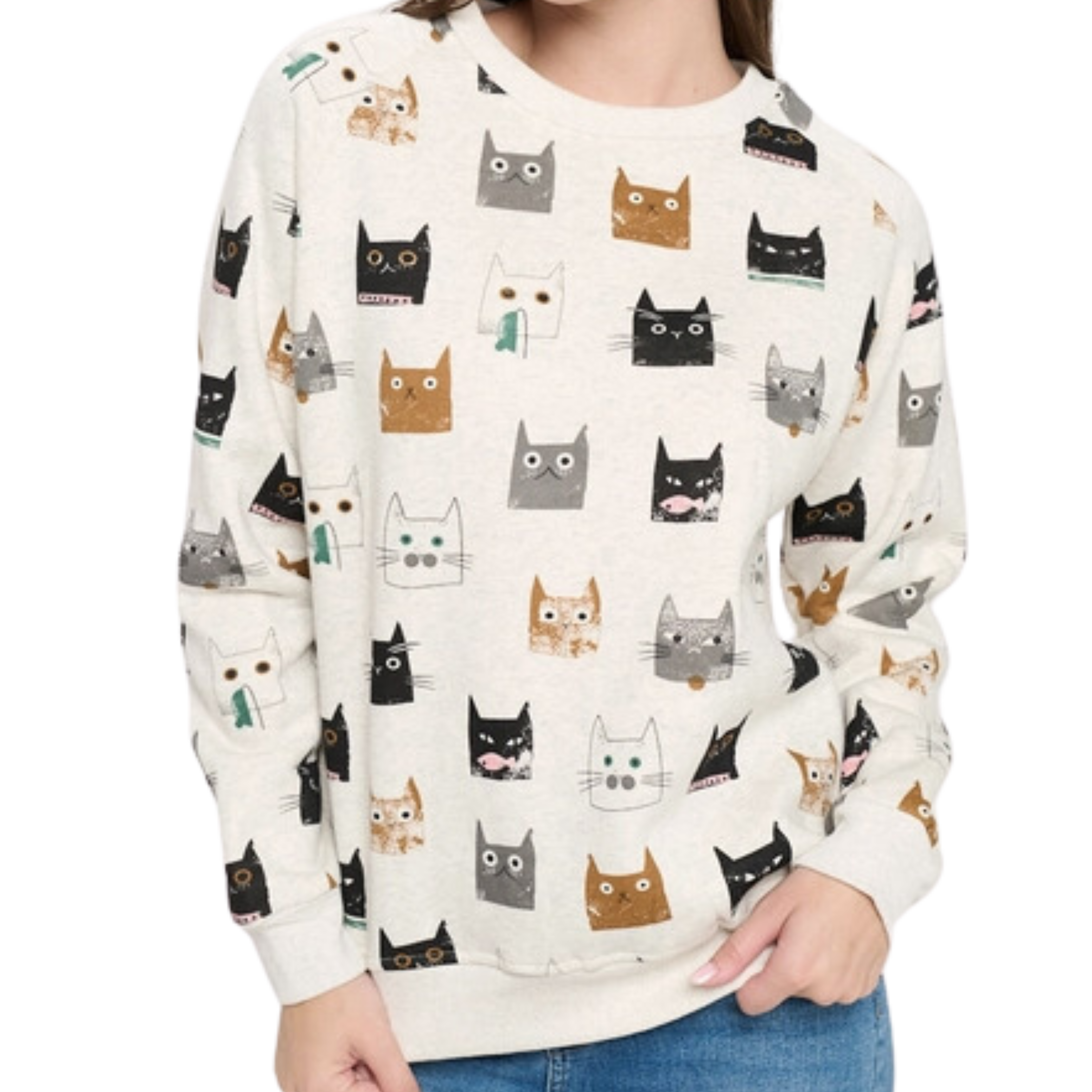 Image of Cute Multi-Kitten Face Sweatshirt