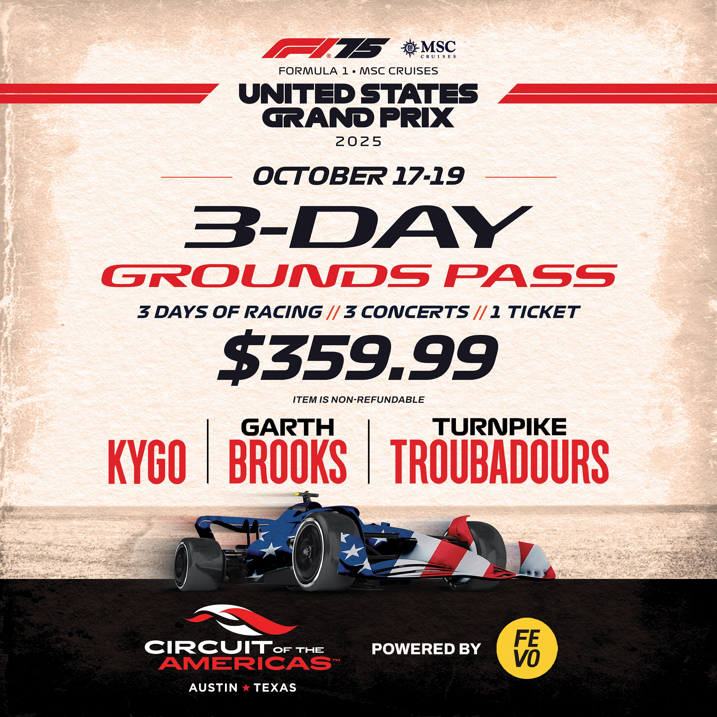 Circuit of The Americas - One 3-Day GA Pass, eVoucher