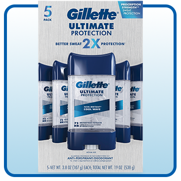 Gillette Ultimate Protection 6-in-1 Antiperspirant, 3.8 oz, 5-Pack