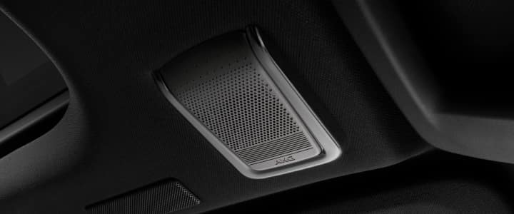 Close-up shot of the 2025 Cadillac VISTIQ’s AKG Studio Audio System.