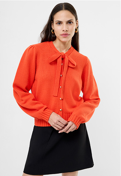 Varli Long Sleeve Tie Neck Cardigan