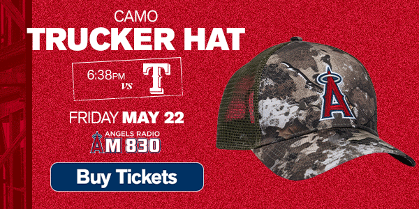 Camo Trucker Hat, Courtesy of Angels Radio AM830 - Friday, May 22, 6:38pm vs. Texas Rangers - Buy Tickets