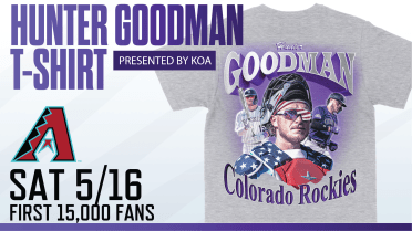 Get your Hunter Goodman t-shirt presented by York Space Systems on on Saturday, May 16 for the first 15,000 fans when the Rockies host the D-backs.