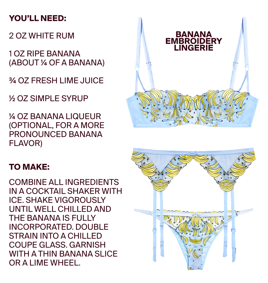 Banana Embroidery Lingerie