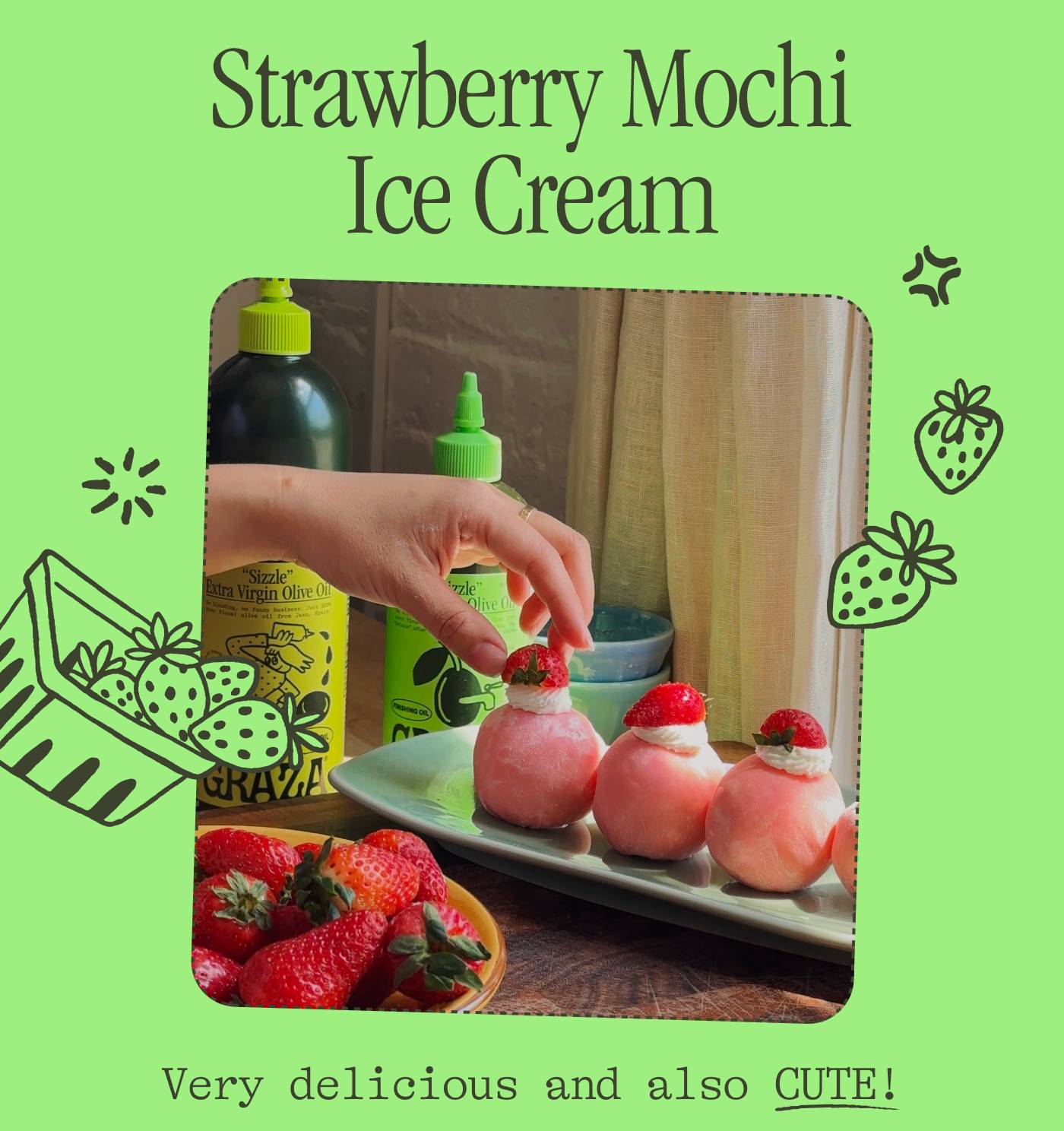 Strawberry Mochi Ice Cream Very delicious and also *CUTE*