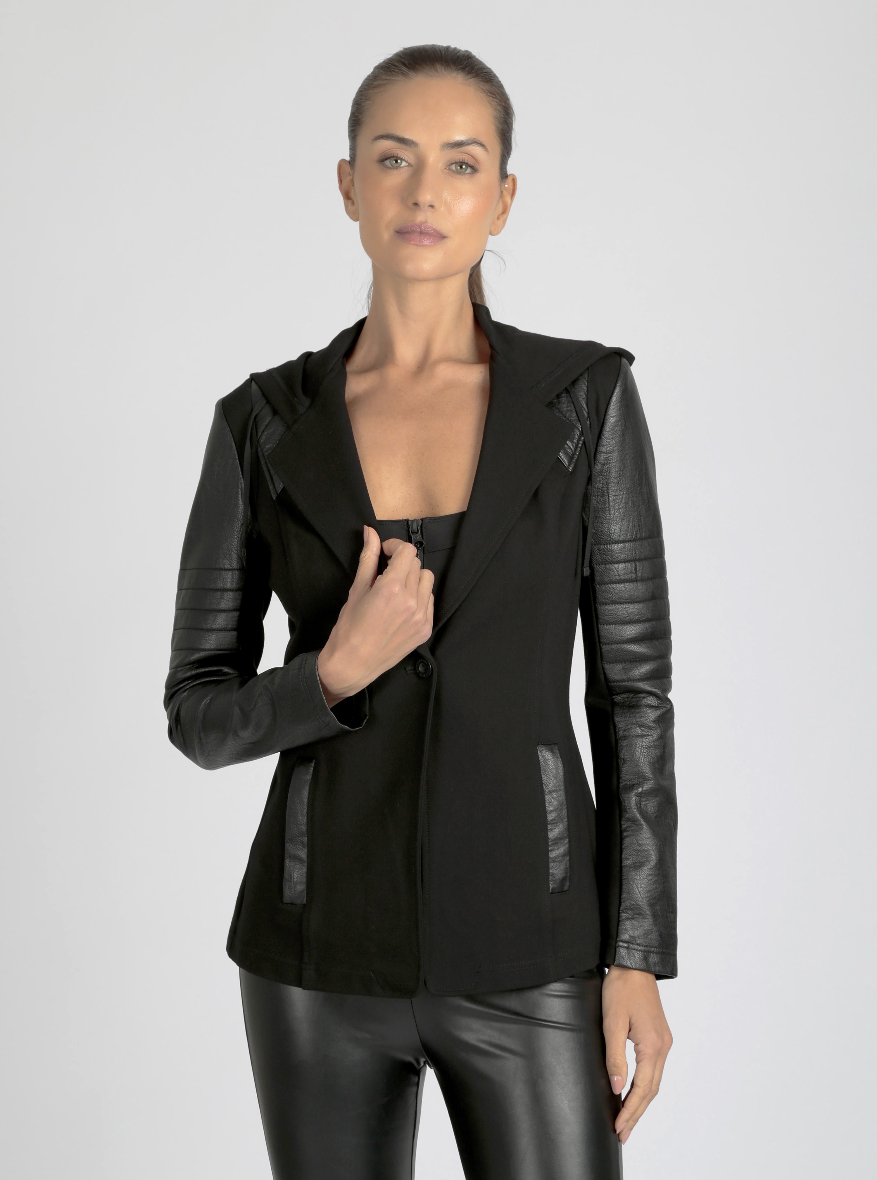 Image of Hooded Blazer - Black