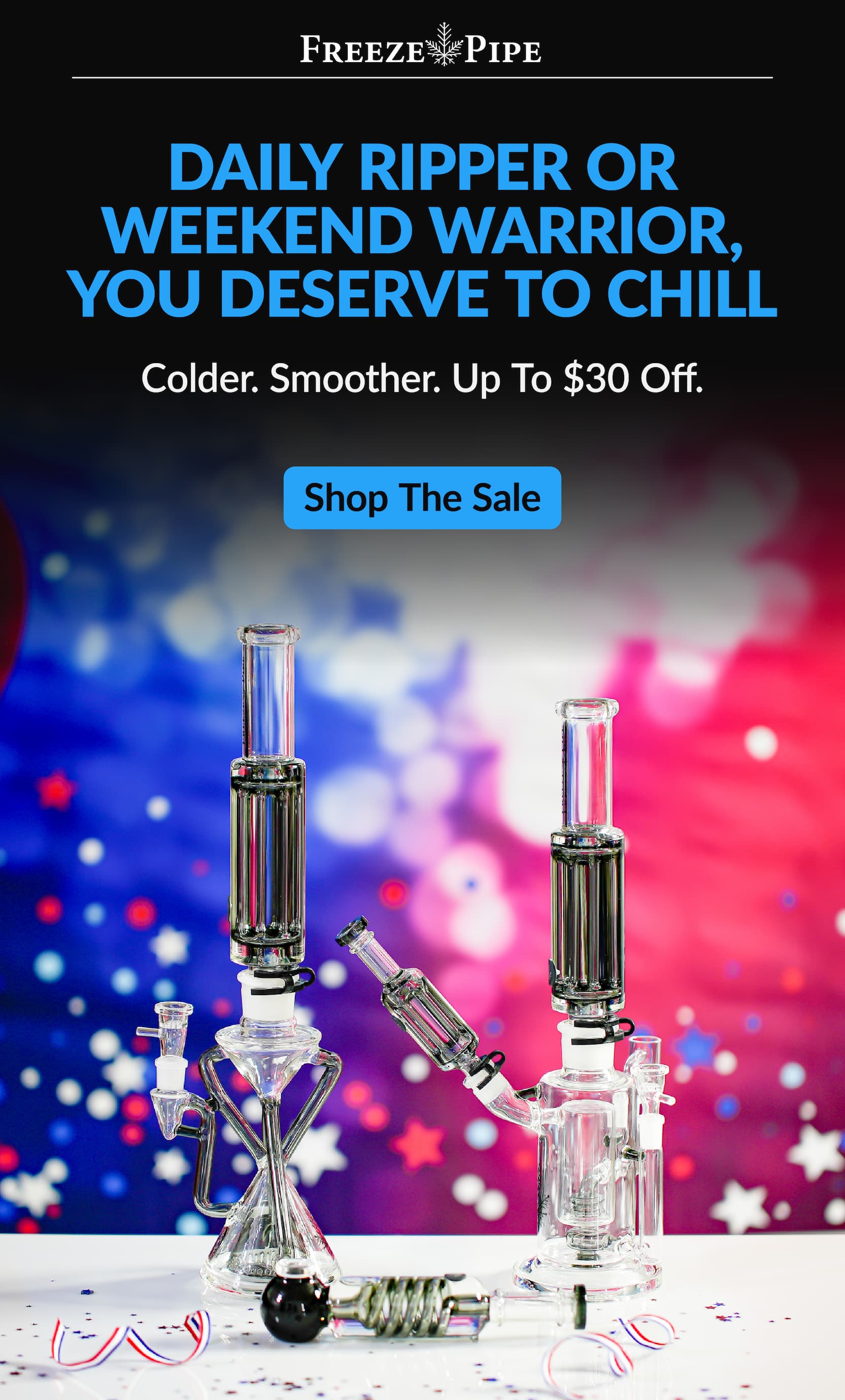 Freeze Pipe glass collection with removable glycerin chambers