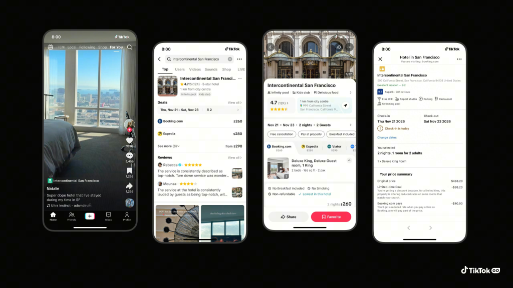 TikTok Turns Travel Videos Into Bookable Stays and Experiences