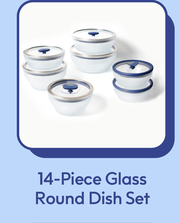 14-Piece Glass Round Dish Clear Set