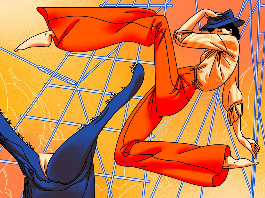 Illustration of Joan Lowell jumping over a crocodile.