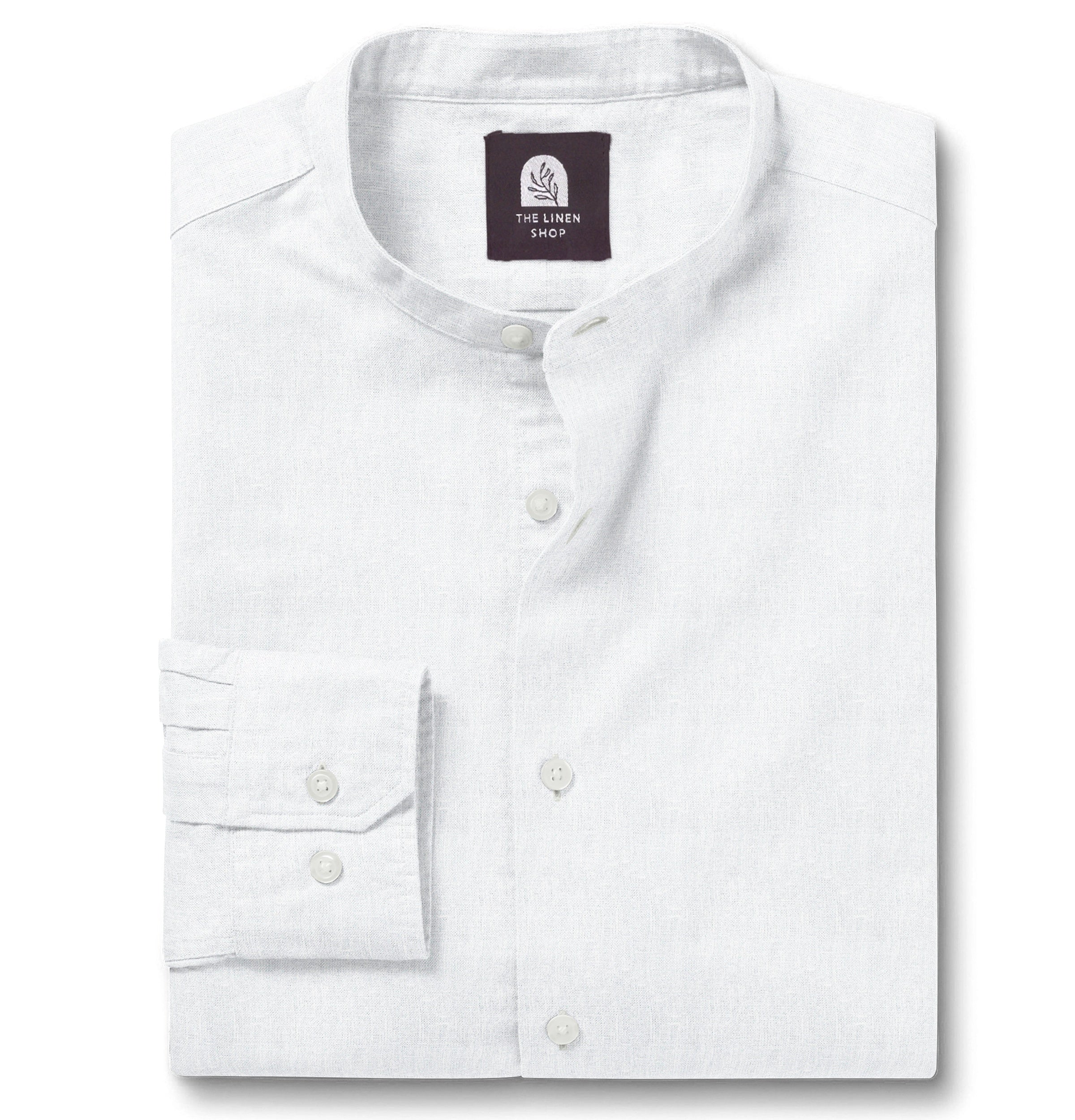 Image of Pure Linen - Band Collar - White