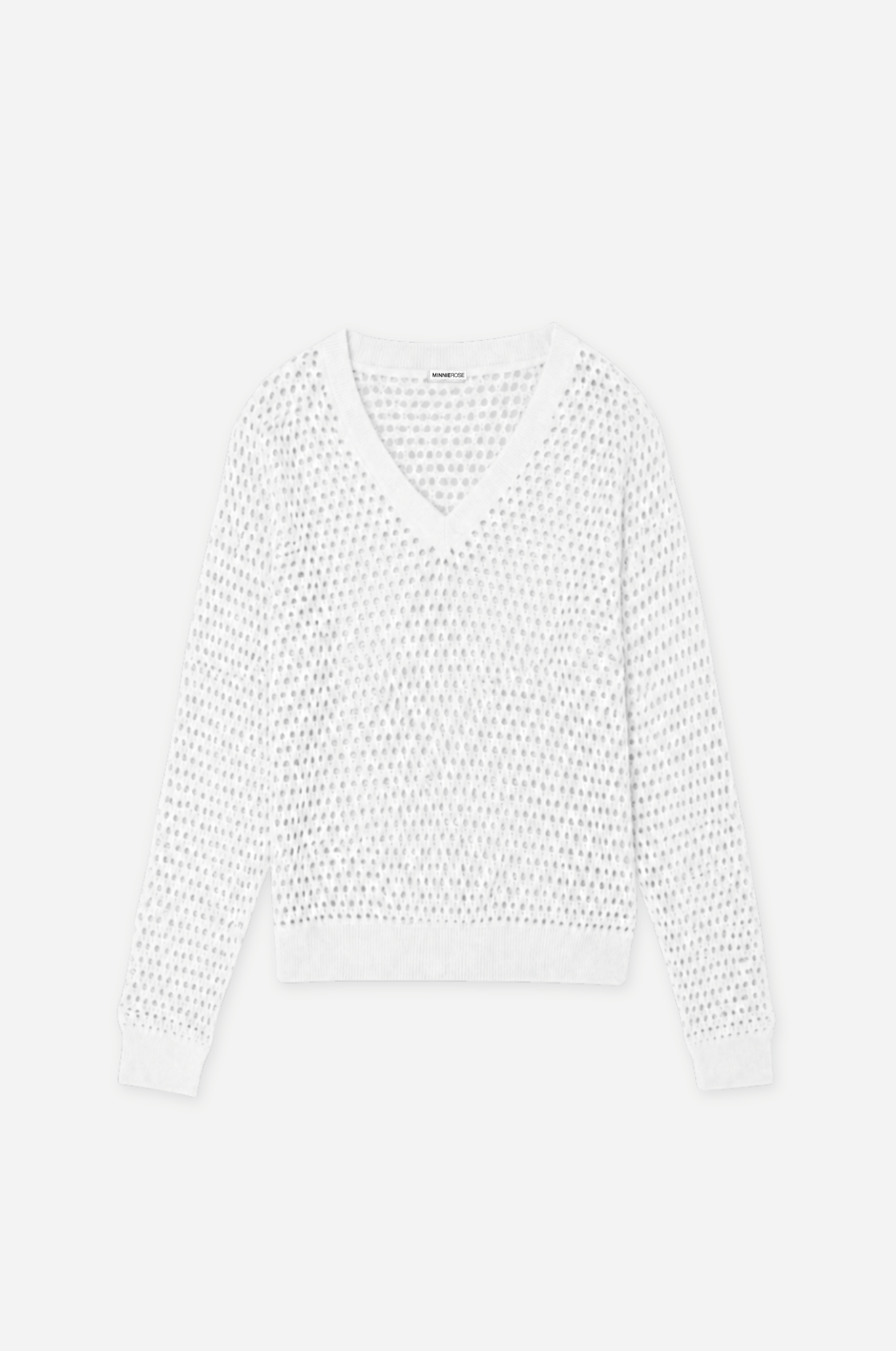 Image of Solid Mesh Long Sleeve V Neck