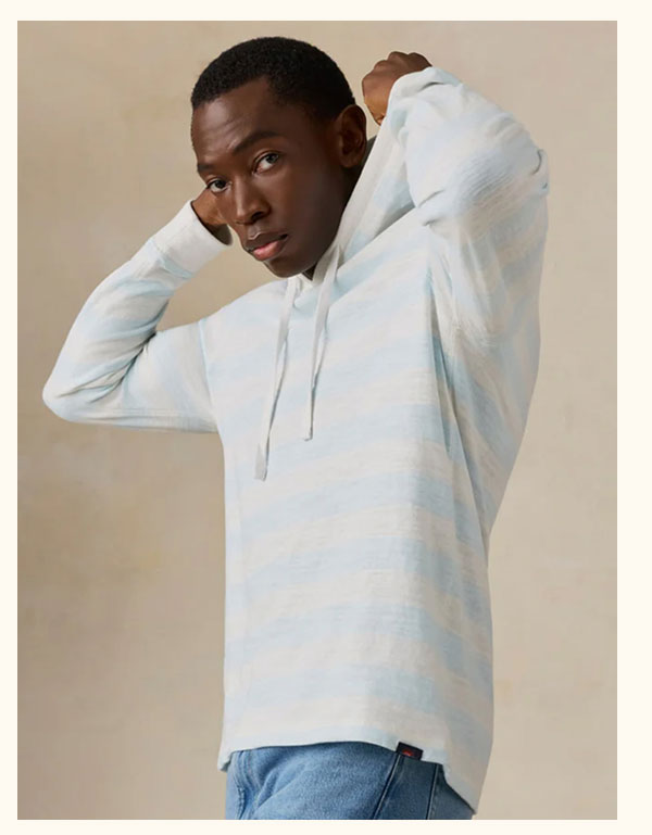 Sunwashed Organic Hoodie - Beach Sky Stripe