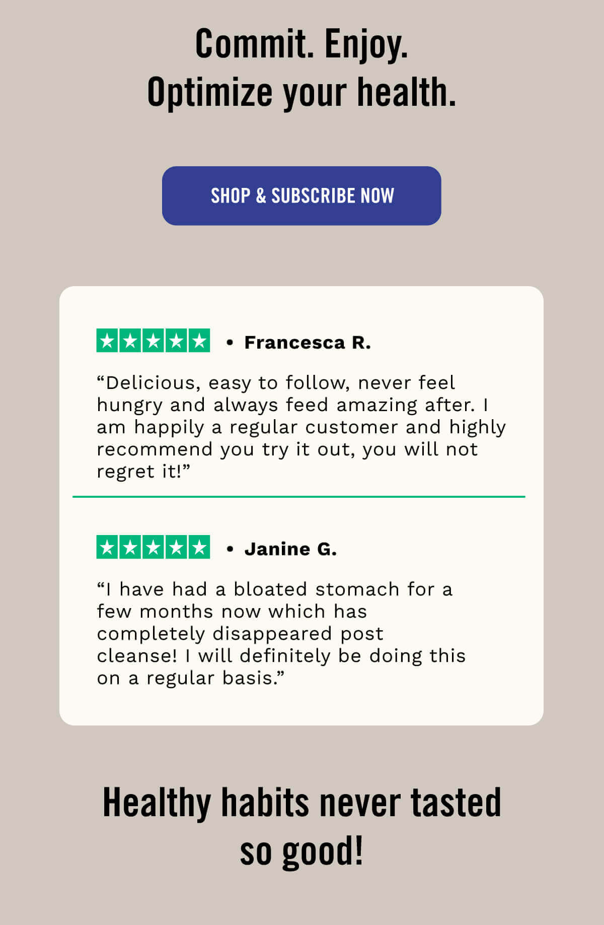 “Delicious, easy to follow, never feel hungry and always feed amazing after. I am happily a regular customer and highly recommend you try it out, you will not regret it!” - Francesca R. 