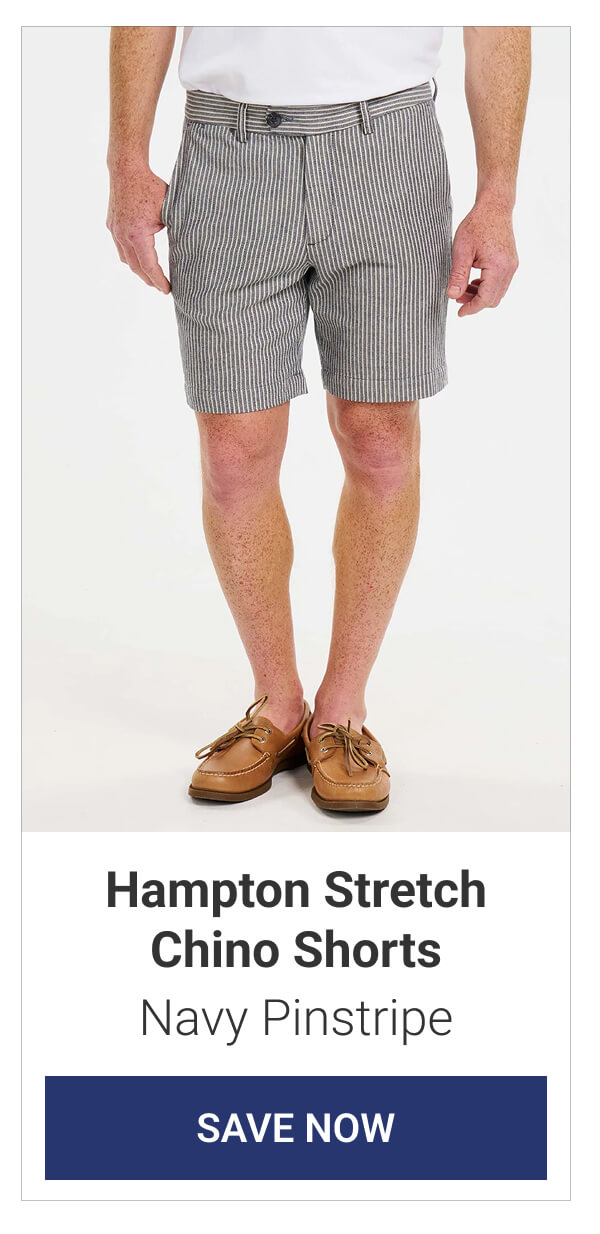 Navy Pinstripe Hampton Stretch Chino Shorts