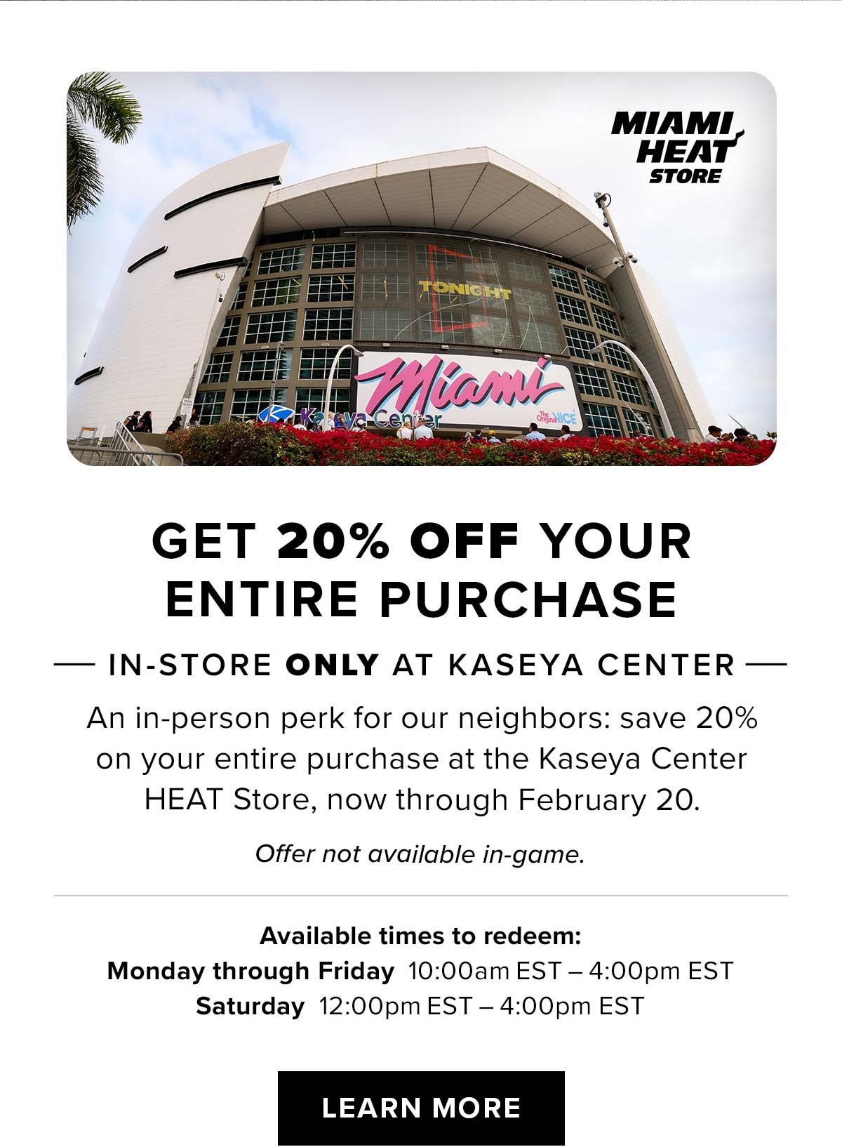 Kaseya Center | 20% Off Your Purchase