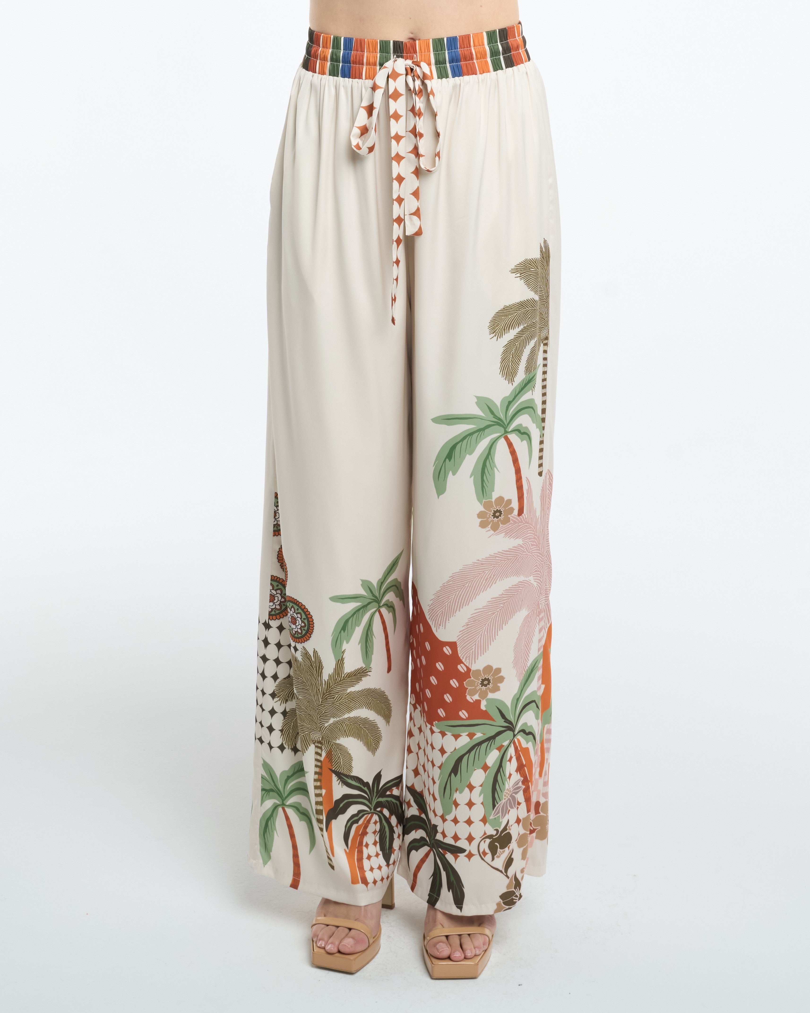 Image of Azra Botanical Print Drawstring Pants