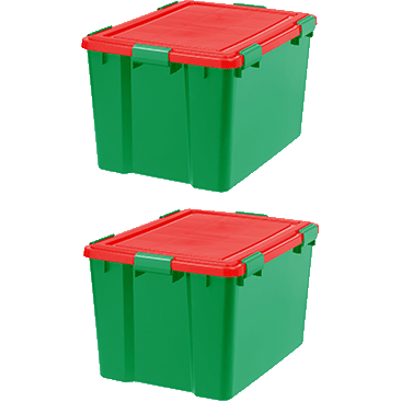 IRIS 74 Quart Stackable Holiday Storage Bin, 2-Pack