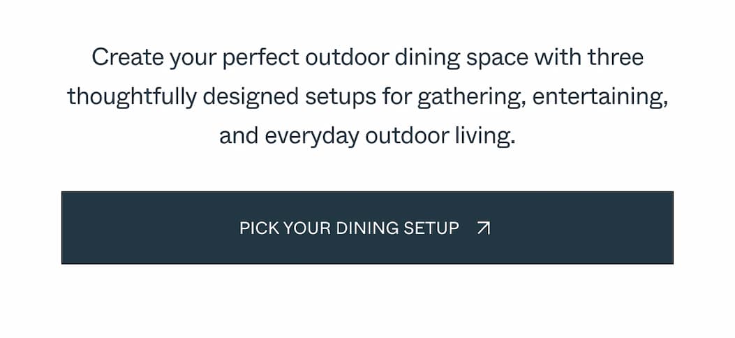 Create your perfect outdoor dining space with three thoughtfully designed setups for gathering, entertaining, and everyday outdoor living.