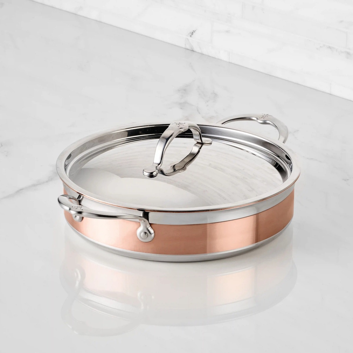 Copper Induction Braiser with Lid, 3.5-Quart