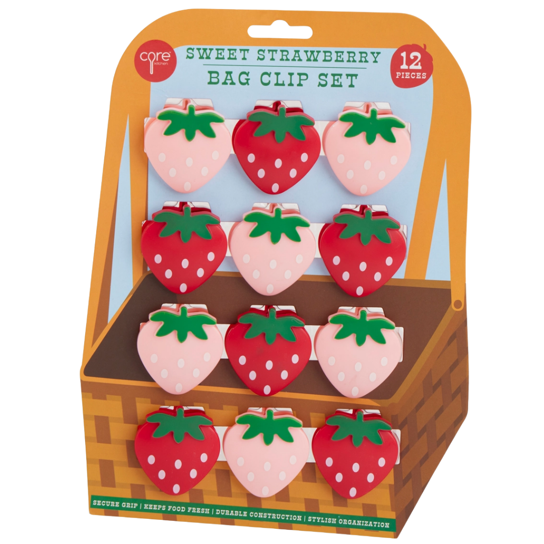 Image of 12 pc Strawberry Bag Clips
