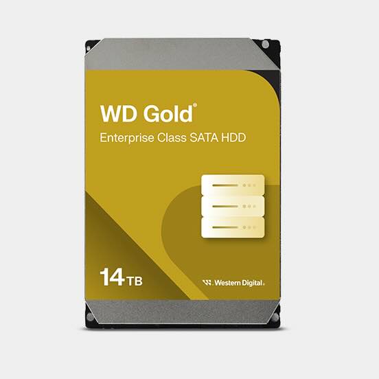 WD Gold 14TB Enterprise Class SATA HDD, by Western Digital.