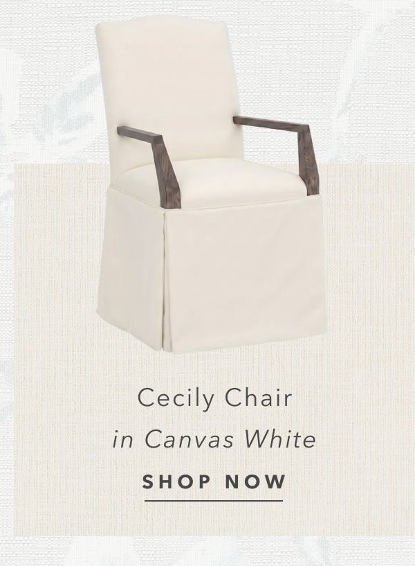 Cecily Canvas White Skirted Dining Arm Chair