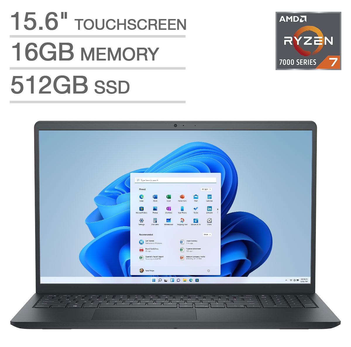 Dell Inspiron 15.6-inch Touchscreen Laptop with AMD Ryzen 7 Processor