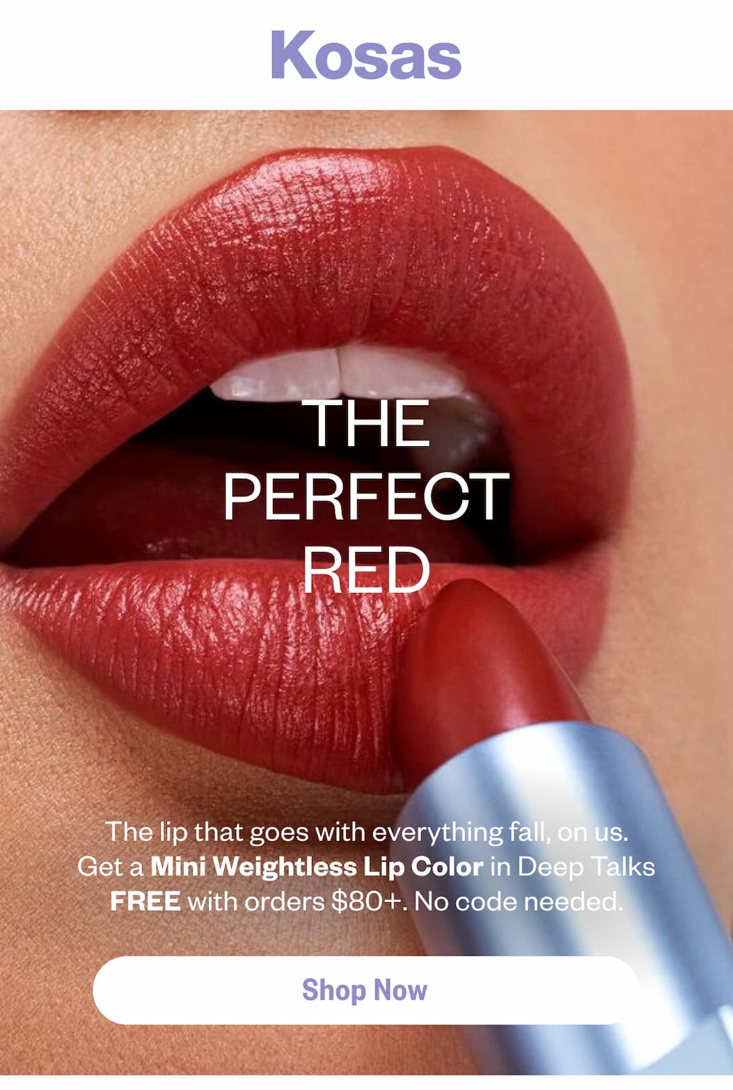 The lip that goes with everything fall, on us. Get a Mini Weightless Lip Color in Deep Talks FREE with orders $80+. No code needed.
