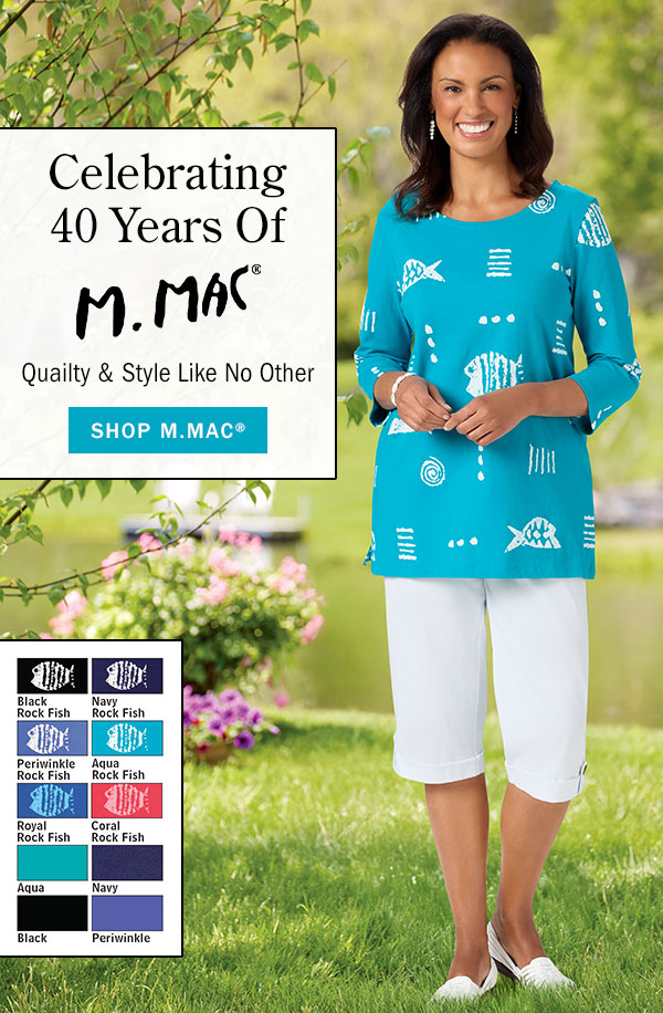 Celebrating 40 Years of M.MAC. Quality & Style Like No Other. Shop M.MAC. M.MAC Rock Fish Cotton Knit Scoop-Neck Tunic, M.MAC Cotton Knit Capri Pants