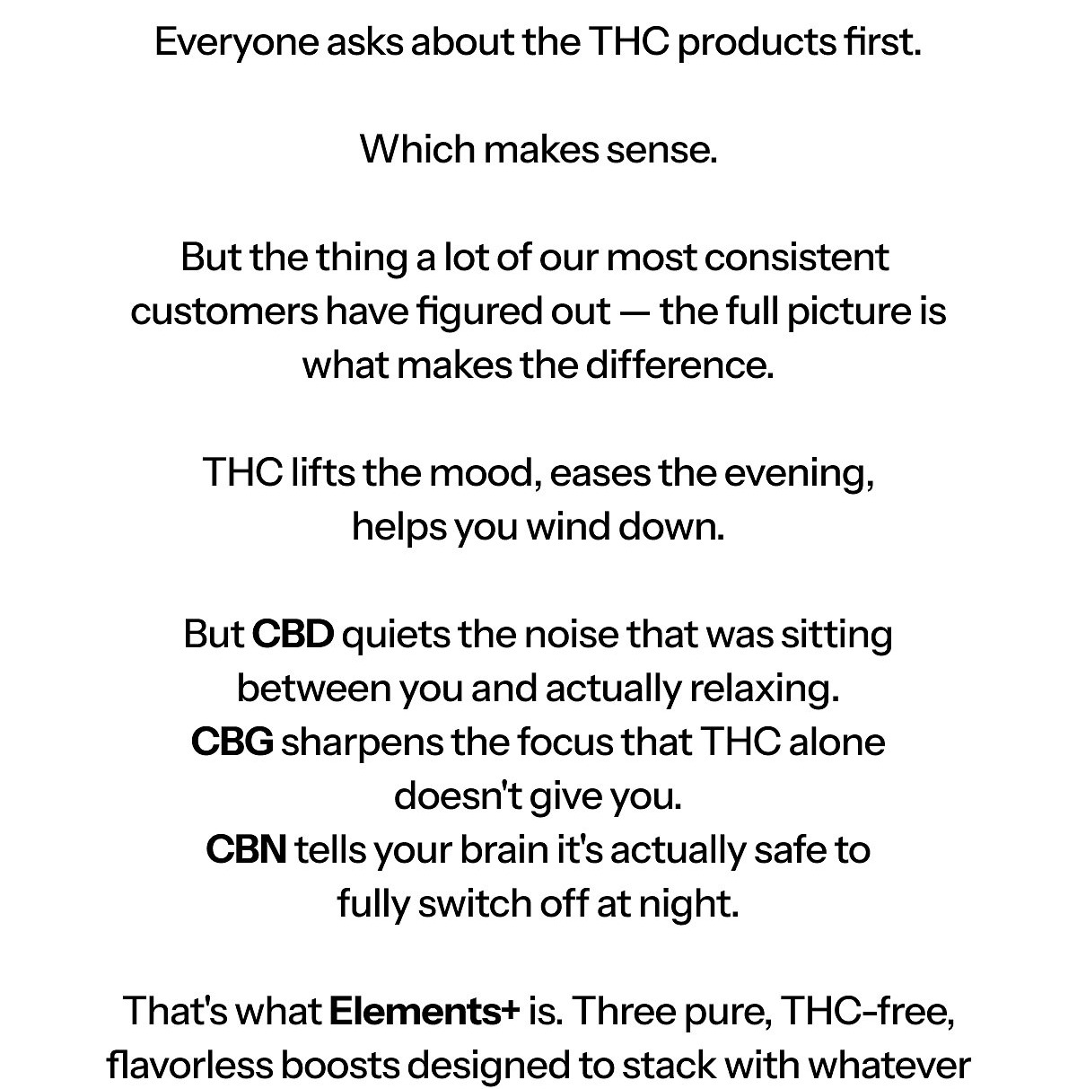 Hi [first name], Everyone asks about the THC products first. Which makes sense.