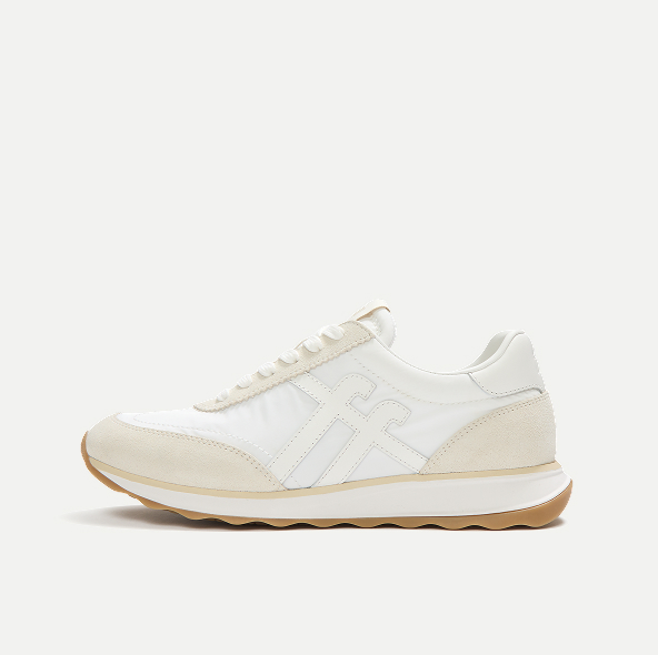 RETRO-Q Fabric/Suede Trainers White