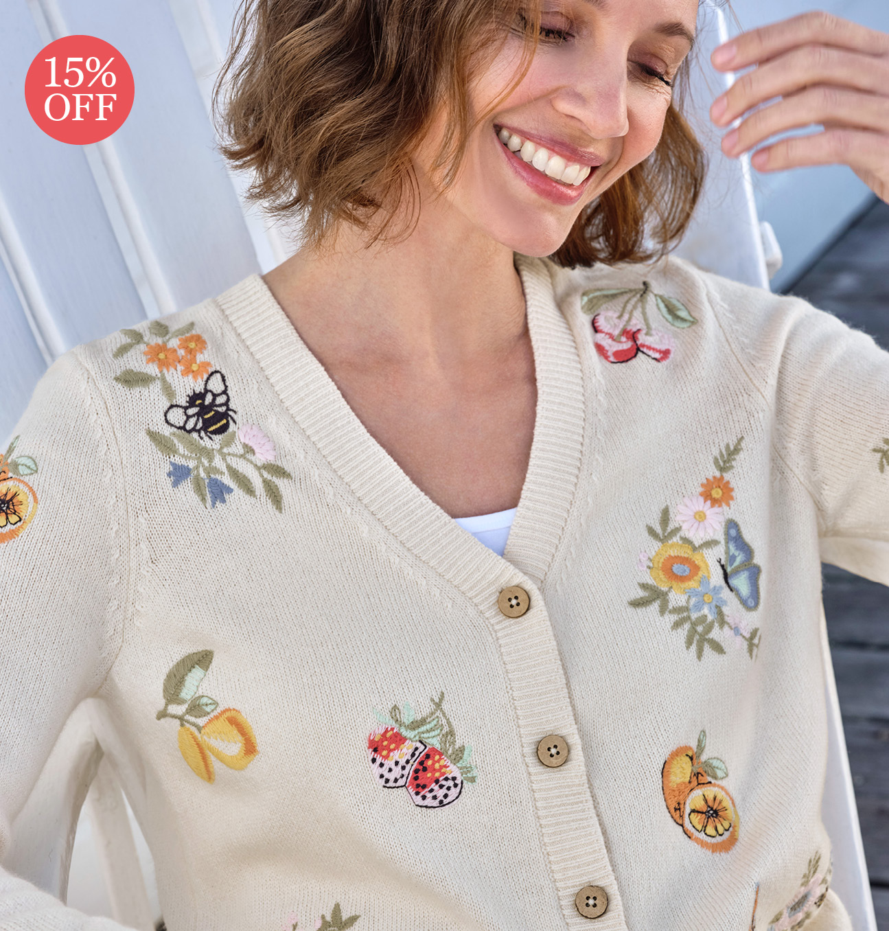 Picnic Embroidered Cardigan