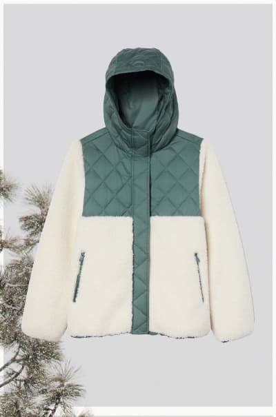 Tahoe Hooded Shearling Jacket in Eucalyptus