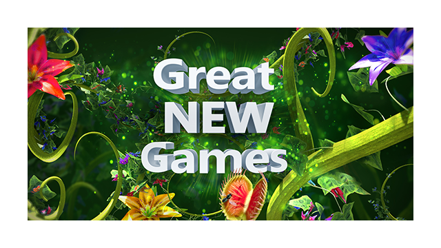 The logo for Great New Games displayed over a luminous botanical background.