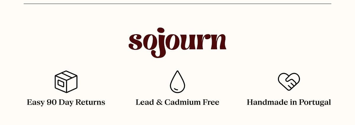 Text highlights: Easy 90 Day Returns, Lead & Cadmium Free, Handmade in Portugal.