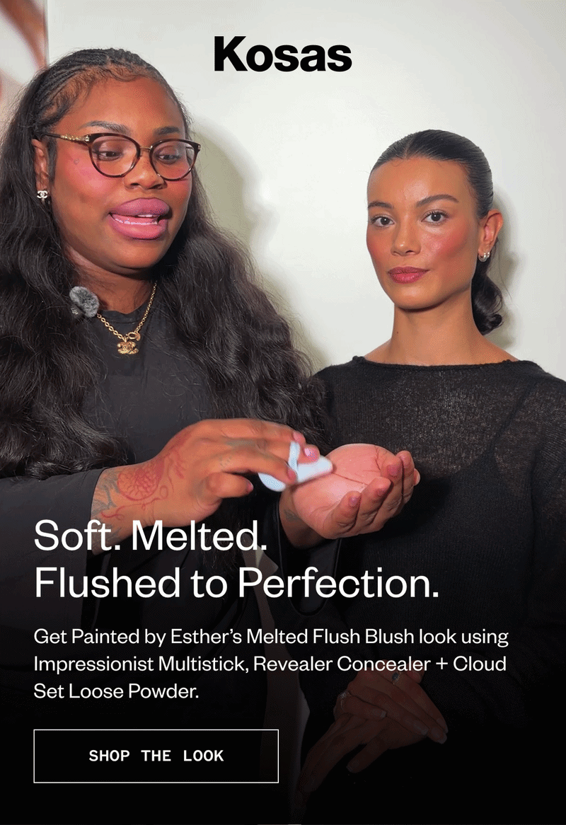 Get Painted by Esther’s Melted Flush Blush look using Impressionist Multistick, Revealer Concealer + Cloud Set Loose Powder.